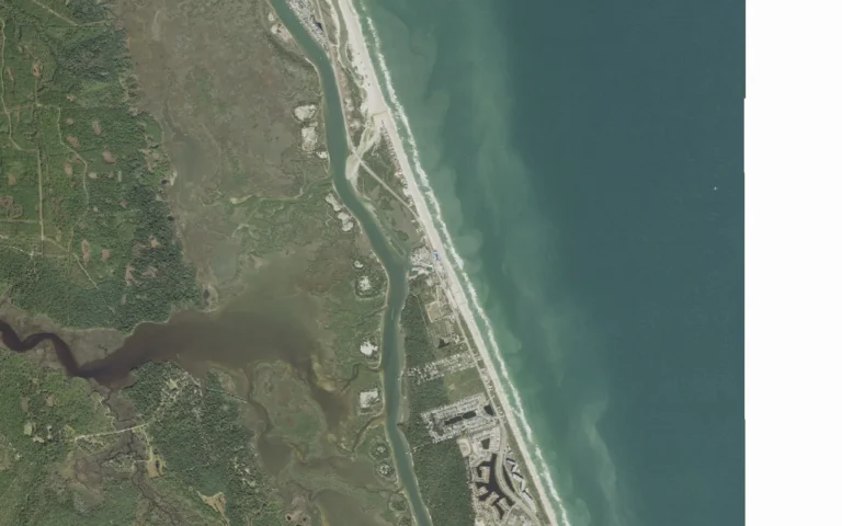 Aerial view centered on Marineland, Florida