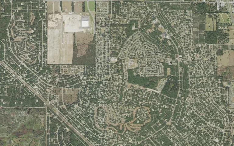 Aerial view centered on Marion Oaks, Florida