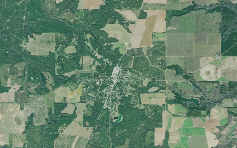 Aerial view centered on Marshallville, Georgia