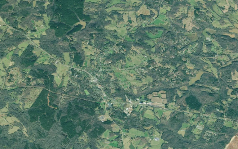 Aerial view centered on Maysville, Georgia