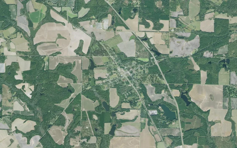Aerial view centered on Meigs, Georgia