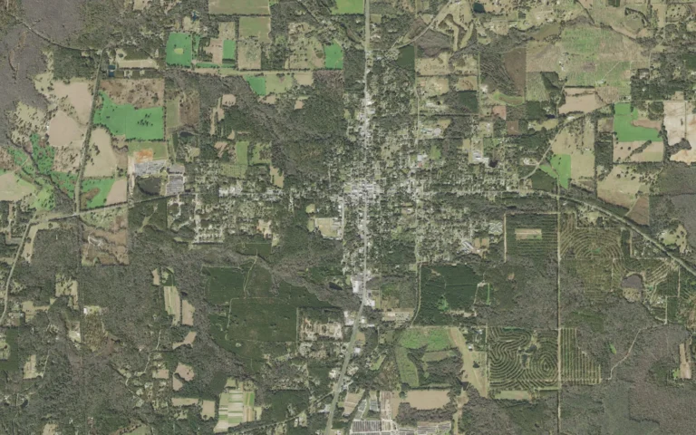 Aerial view centered on Monticello, Florida