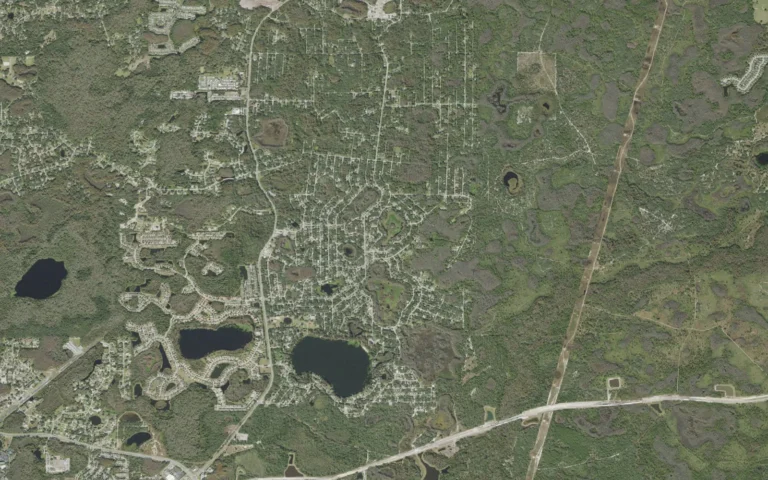 Aerial view centered on Moon Lake, Florida