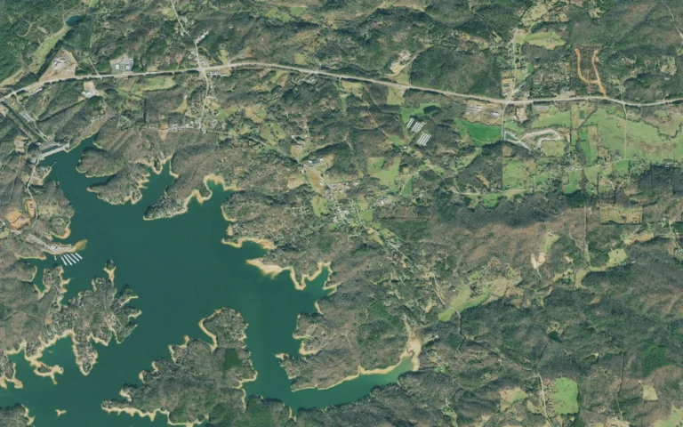 Aerial view centered on Morganton, Georgia