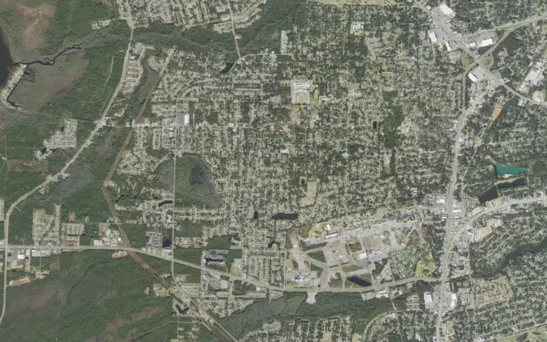 Aerial view centered on Myrtle Grove, Florida