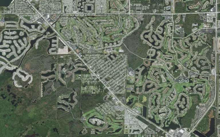 Aerial view centered on Naples Manor, Florida
