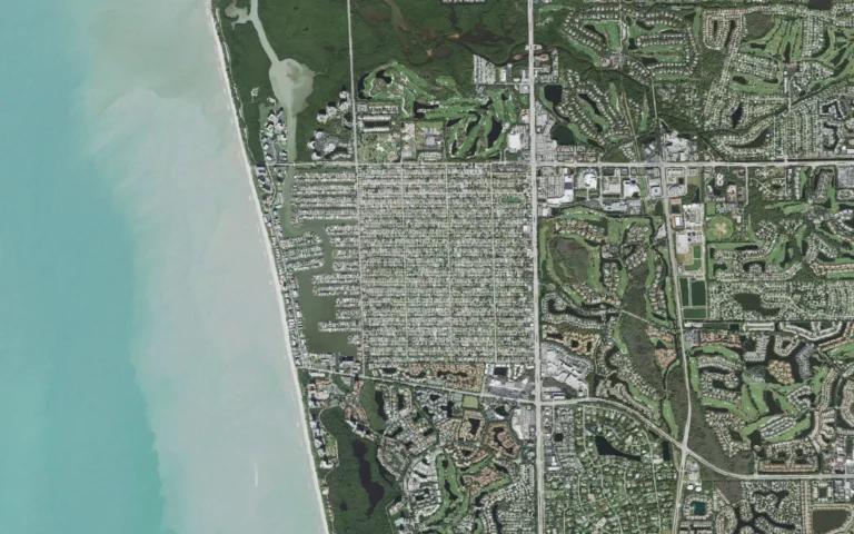 Aerial view centered on Naples Park, Florida