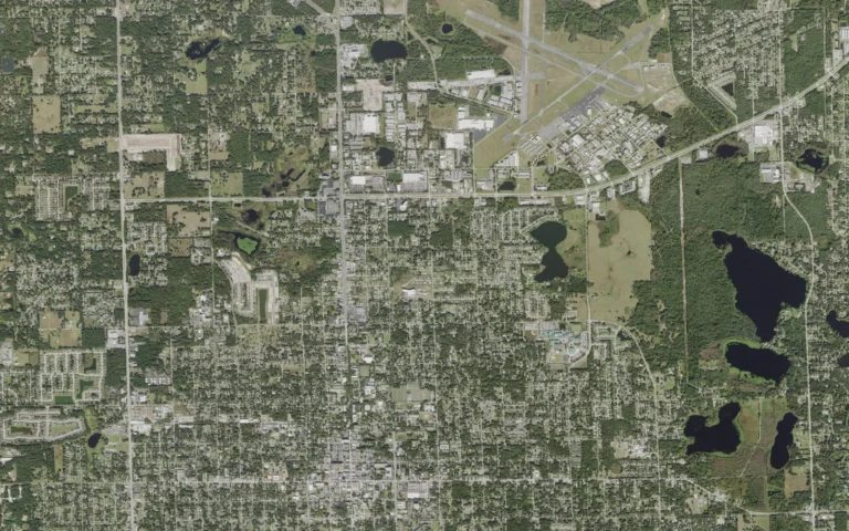 Aerial view centered on North DeLand, Florida