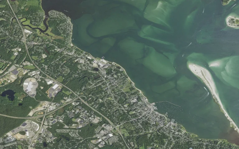 Aerial view centered on North Plymouth, Massachusetts