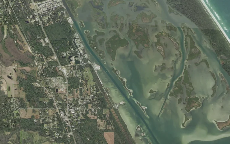 Aerial view centered on Oak Hill, Florida