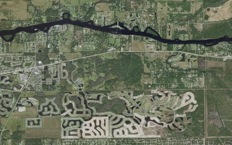 Aerial view centered on Olga, Florida