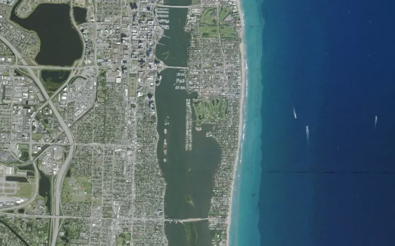 Aerial view centered on Palm Beach, Florida