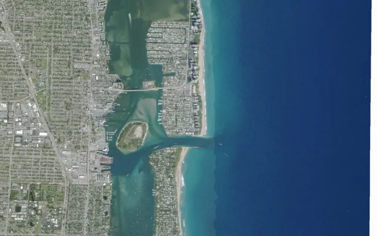 Aerial view centered on Palm Beach Shores, Florida