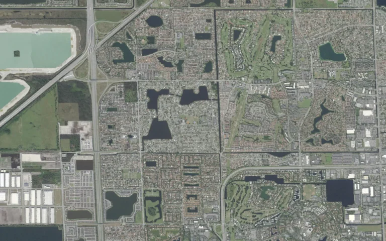 Aerial view centered on Palm Springs North, Florida