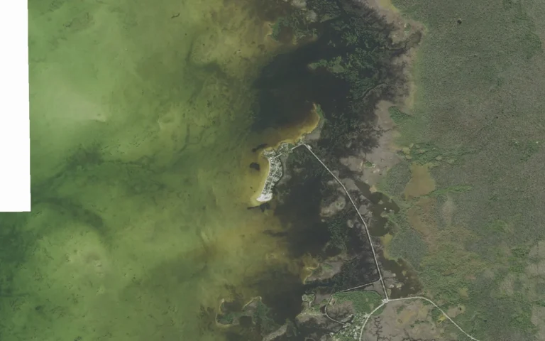 Aerial view centered on Pine Island, Florida