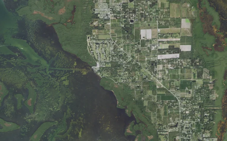 Aerial view centered on Pineland, Florida