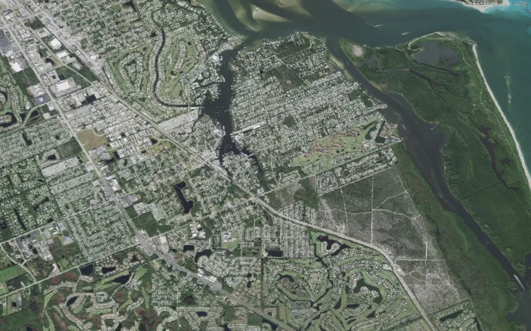 Aerial view centered on Port Salerno, Florida
