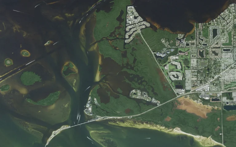 Aerial view centered on Punta Rassa, Florida