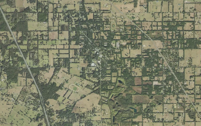 Aerial view centered on Reddick, Florida