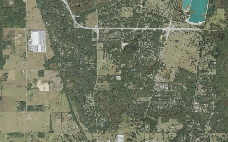 Aerial view centered on Ridge Manor, Florida