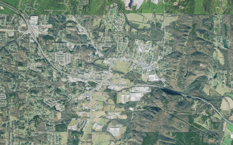 Aerial view centered on Ringgold, Georgia