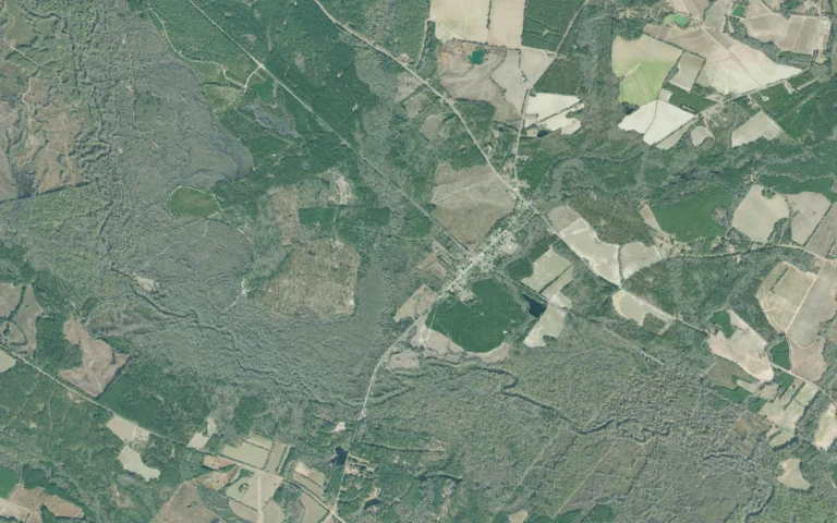 Aerial view centered on Rocky Ford, Georgia