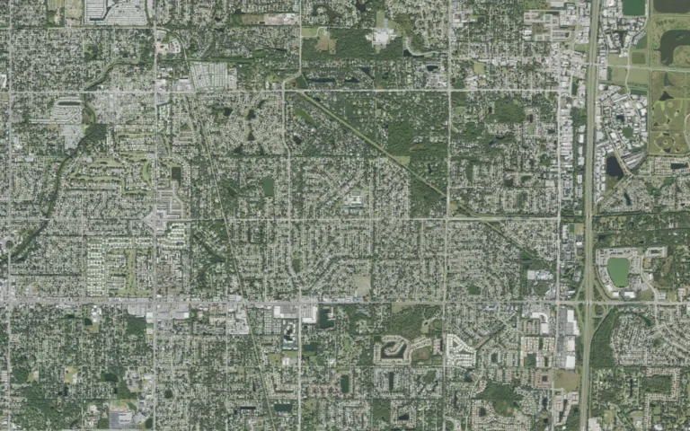 Aerial view centered on Sarasota Springs, Florida