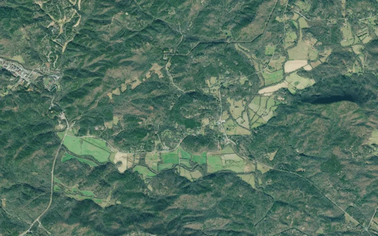 Aerial view centered on Sautee-Nacoochee, Georgia