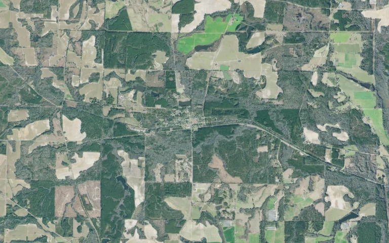 Aerial view centered on Seville, Georgia