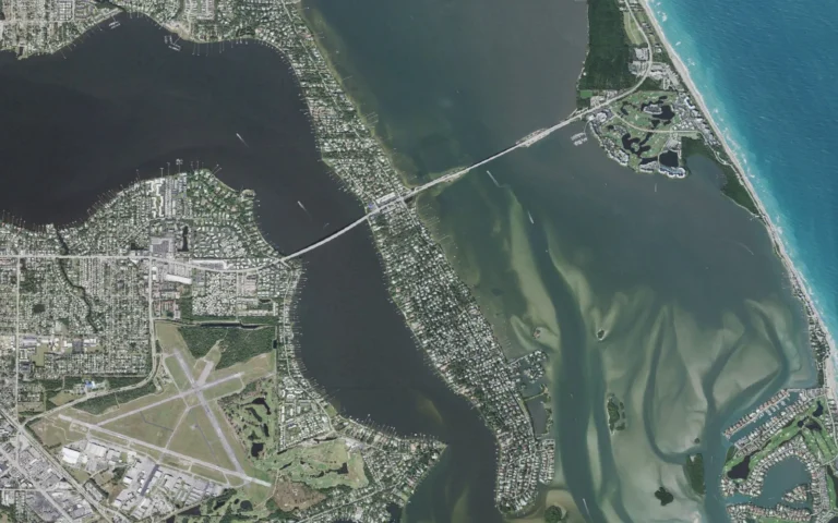 Aerial view centered on Sewall's Point, Florida