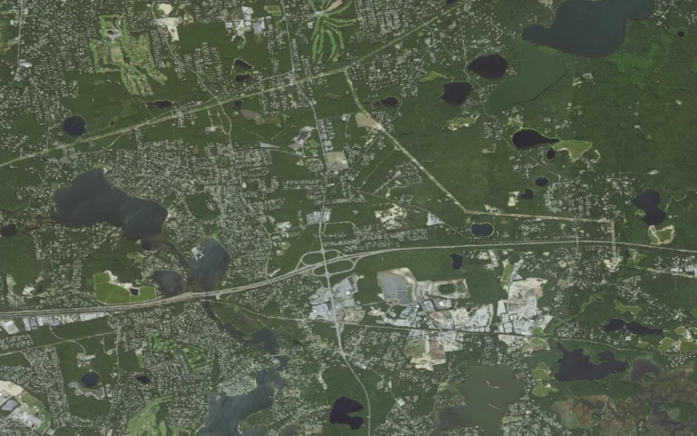 Aerial view centered on South Dennis, Massachusetts