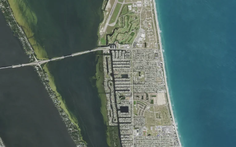 Aerial view centered on South Patrick Shores, Florida