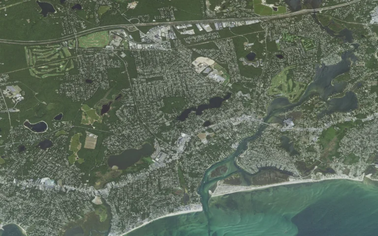 Aerial view centered on South Yarmouth, Massachusetts