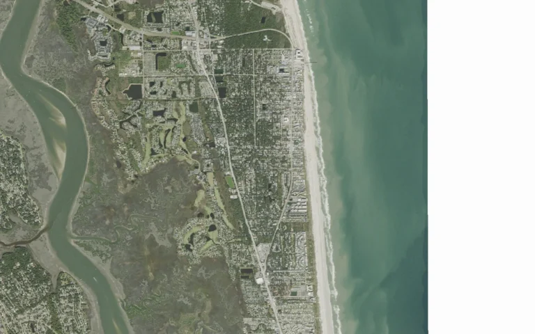 Aerial view centered on St. Augustine Beach, Florida