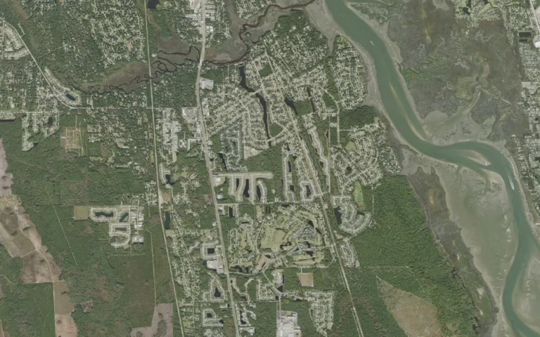 Aerial view centered on St. Augustine Shores, Florida