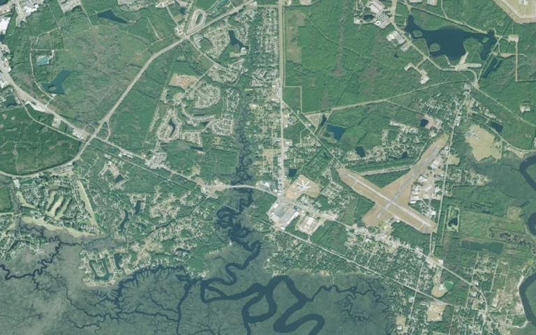 Aerial view centered on St. Marys, Georgia
