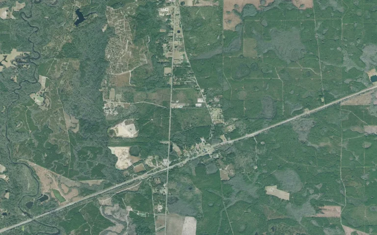 Aerial view centered on Stockton, Georgia