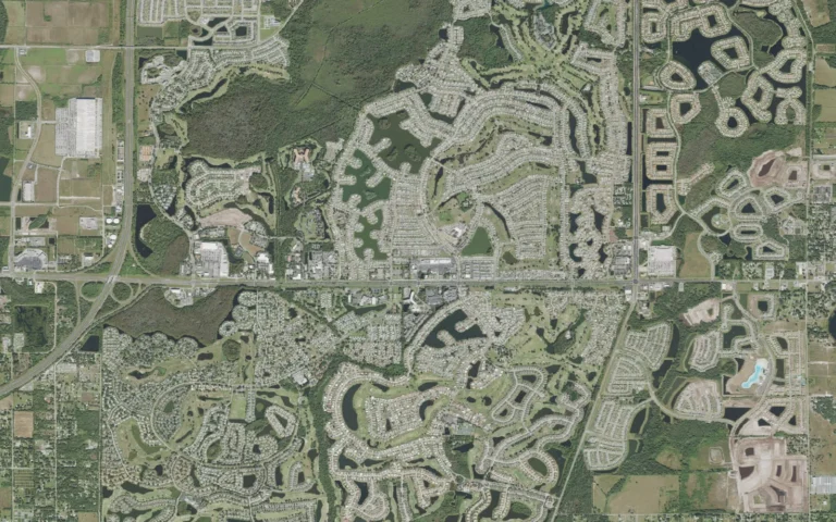 Aerial view centered on Sun City Center, Florida