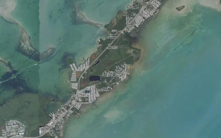 Aerial view centered on Tavernier, Florida