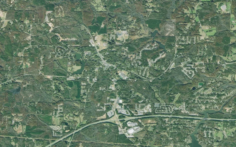 Aerial view centered on Temple, Georgia