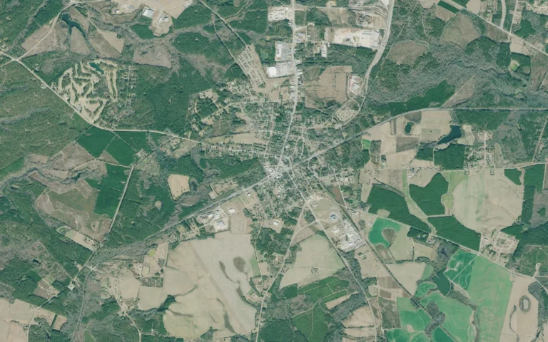 Aerial view centered on Tennille, Georgia