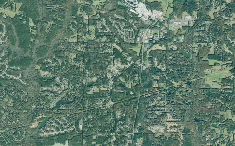 Aerial view centered on Tyrone, Georgia