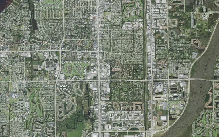 Aerial view centered on Villas, Florida