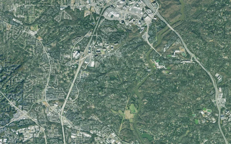 Aerial view centered on Vinings, Georgia