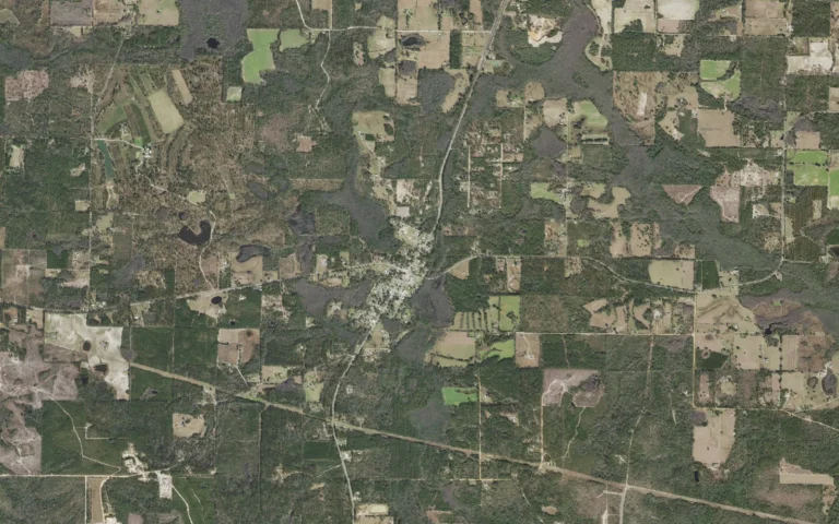 Aerial view centered on Wausau, Florida