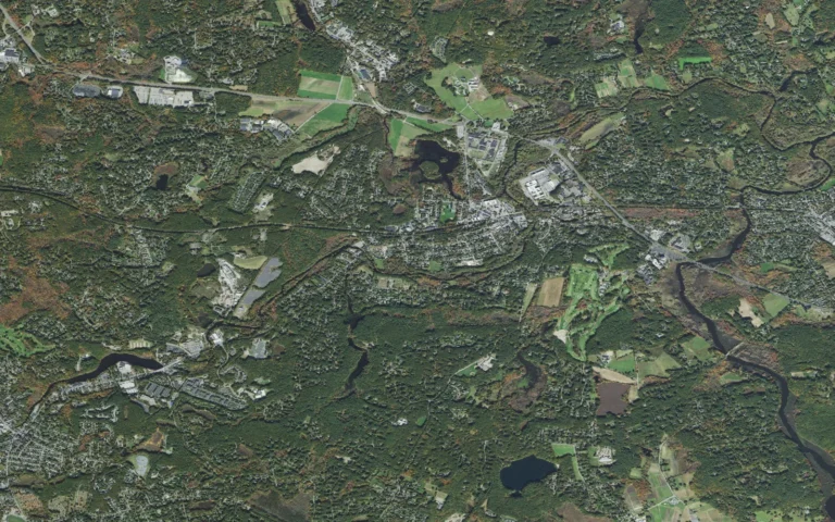 Aerial view centered on West Concord, Massachusetts