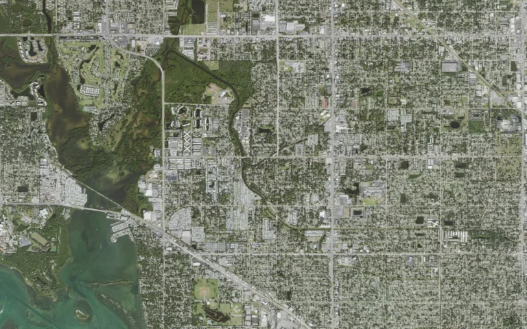 Aerial view centered on West Lealman, Florida