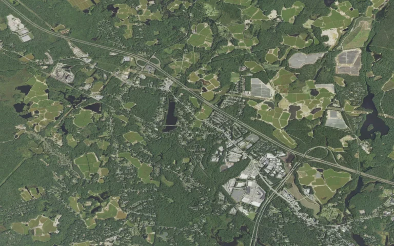 Aerial view centered on West Wareham, Massachusetts