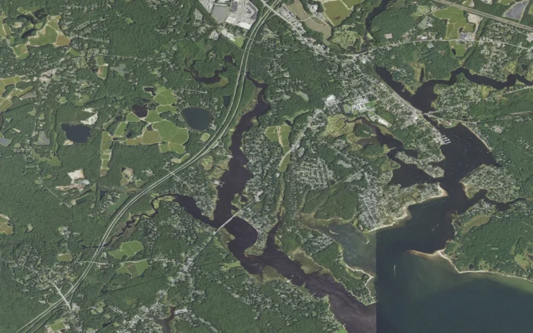 Aerial view centered on Weweantic, Massachusetts