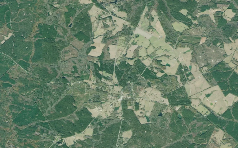 Aerial view centered on White Plains, Georgia